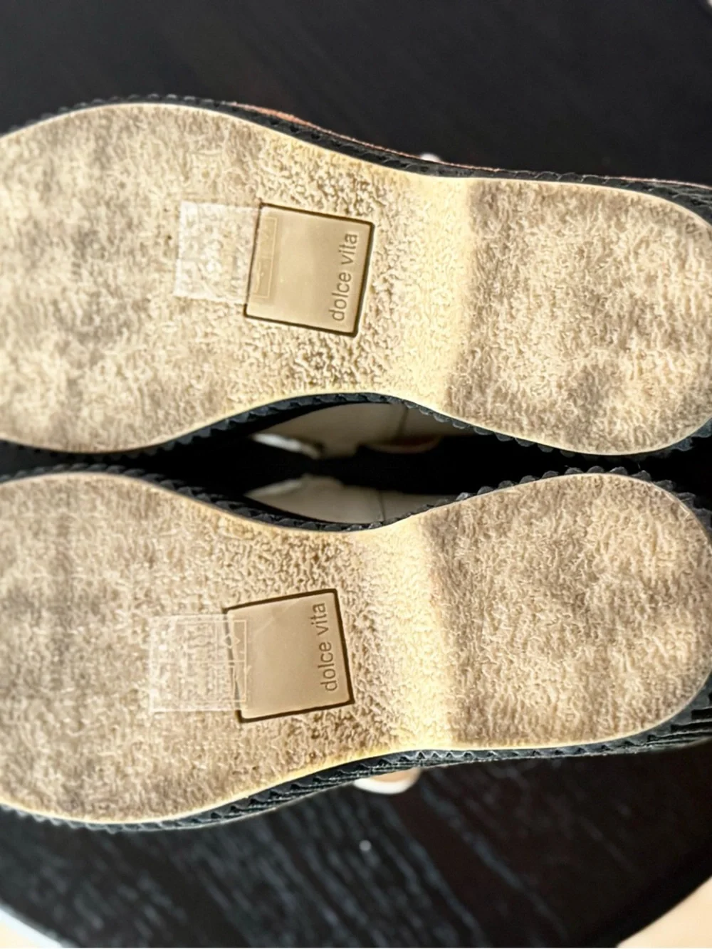 Dolce Vita Cream Ivory Platform Loafers Size 8 Gold Chain Lug Sole - Picture 5 of 10